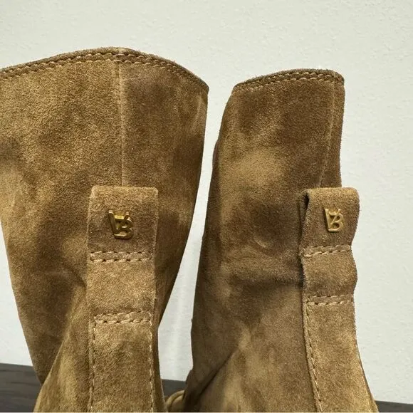 Veronica Beard Ananya Wedge Boots Lace Up Leather Suede Shearling Size 7