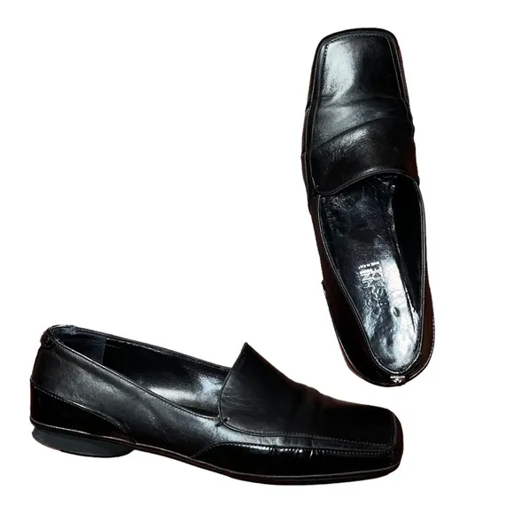Versace Medusa Loafer VTG Flat Square Toe Black size 36 1/2
