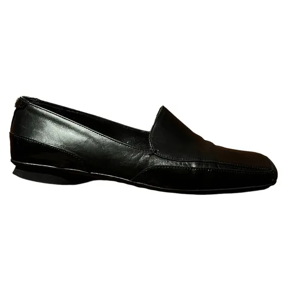 Versace Medusa Loafer VTG Flat Square Toe Black size 36 1/2