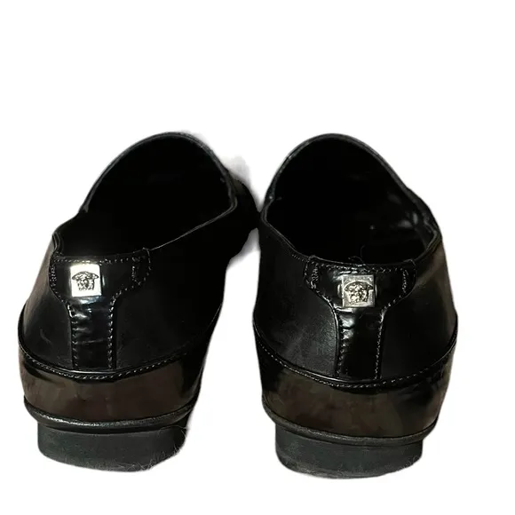 Versace Medusa Loafer VTG Flat Square Toe Black size 36 1/2