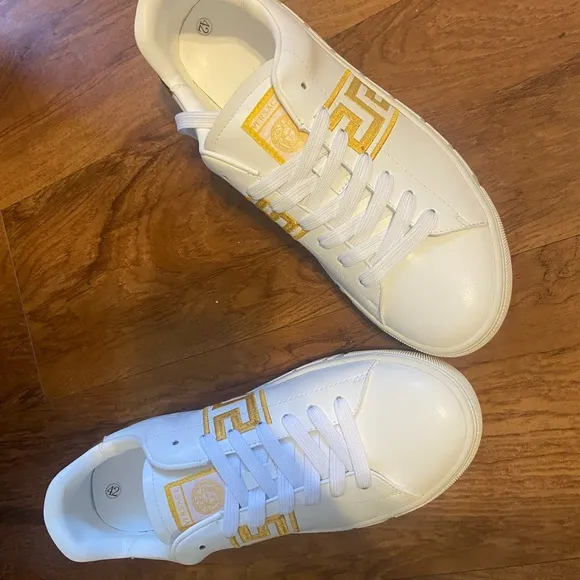 Versace White Sneakers with Gold Detail