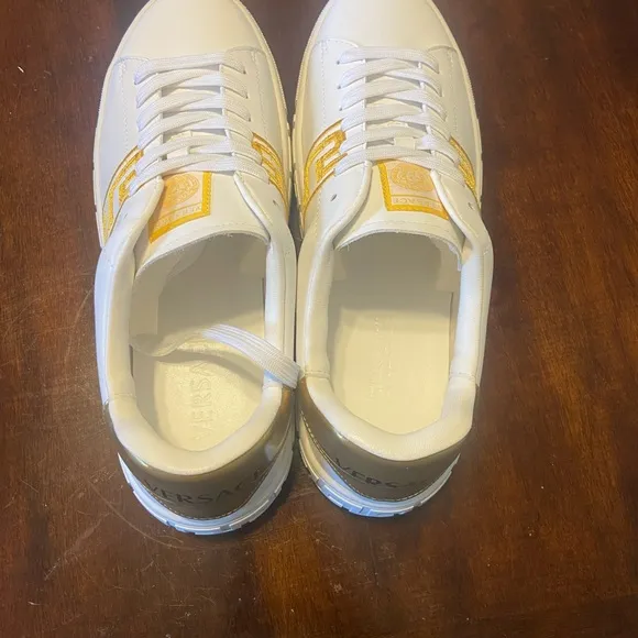Versace White Sneakers with Gold Detail