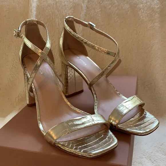 VIA SPIGAWomen's Snake-embossed Block-heelSandals