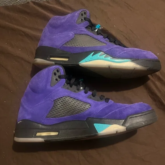 Vibrant Purple and Teal Sneakers Retro 5 Alternative Grape