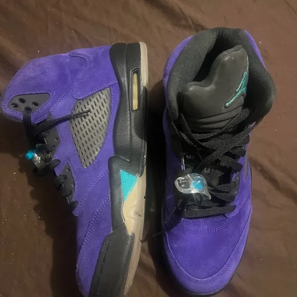 Vibrant Purple and Teal Sneakers Retro 5 Alternative Grape