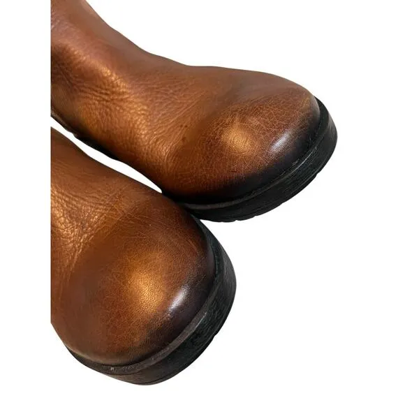 Vic Matie Women’s Size 39 Brown Leather Shearling Lined Boots Strap Designer