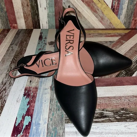 Vice Versa Everyday Slingback Heel Black EUC Convert to Flats Shoes SZE 10.5
