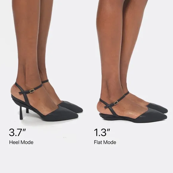 Vice Versa Everyday Slingback Heel Black EUC Convert to Flats Shoes SZE 10.5