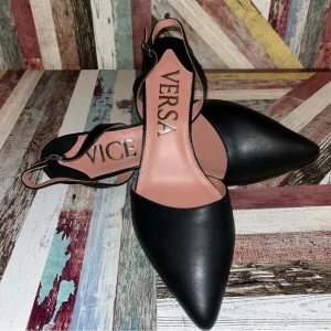 Vice Versa Everyday Slingback Heel Black EUC Convert to Flats Shoes SZE 10.5