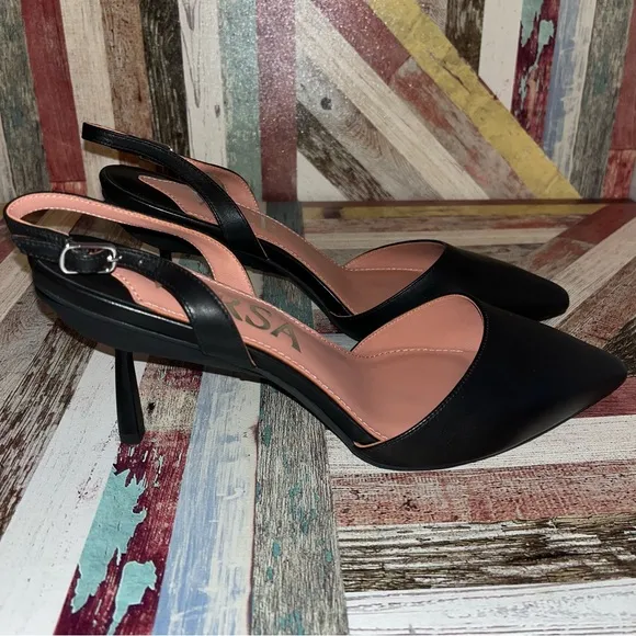 Vice Versa Everyday Slingback Heel Black EUC Convert to Flats Shoes SZE 10.5