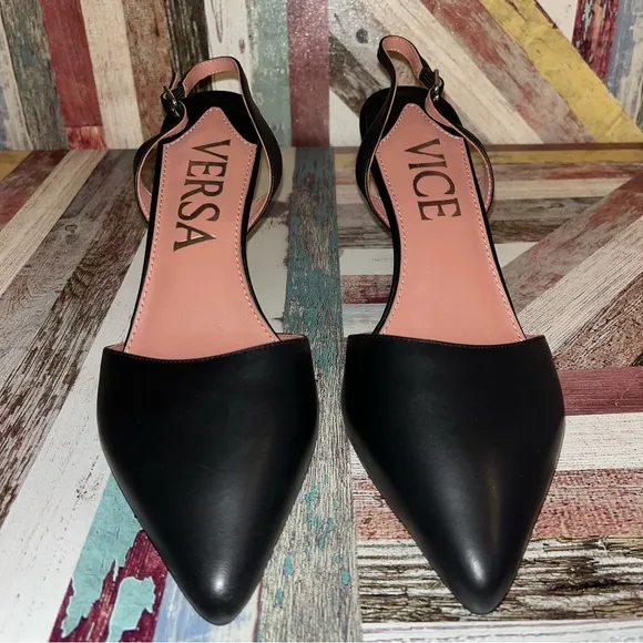 Vice Versa Everyday Slingback Heel Black EUC Convert to Flats Shoes SZE 10.5