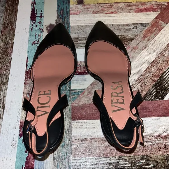 Vice Versa Everyday Slingback Heel Black EUC Convert to Flats Shoes SZE 10.5
