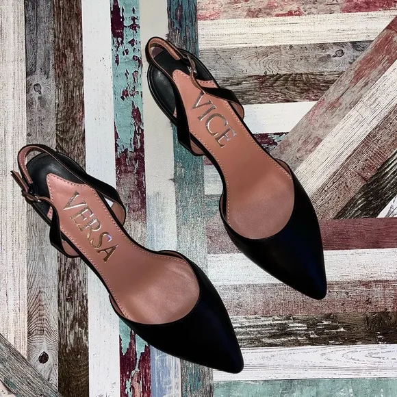 Vice Versa Everyday Slingback Heel Black EUC Convert to Flats Shoes SZE 10.5