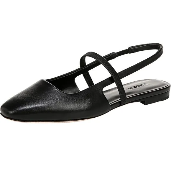 Vince Bernice-B Leather Slingback Flats in Black Size 9