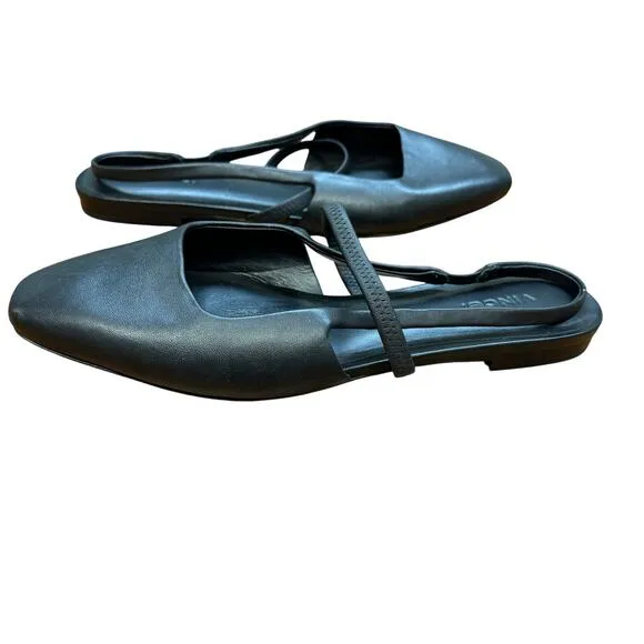 Vince Bernice-B Leather Slingback Flats in Black Size 9