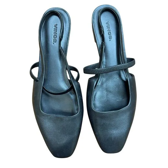 Vince Bernice-B Leather Slingback Flats in Black Size 9