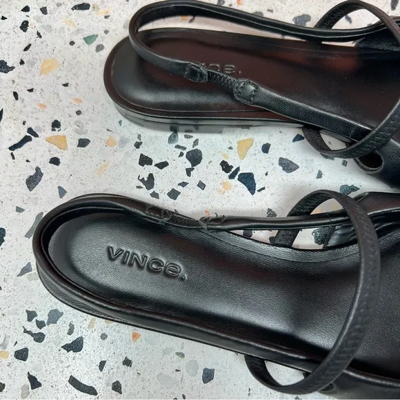 VINCE Bernice Black Leather Slingback Women’s Mules Flats Sz 8.5