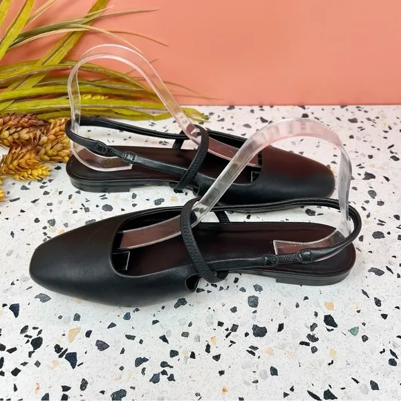 VINCE Bernice Black Leather Slingback Women’s Mules Flats Sz 8.5