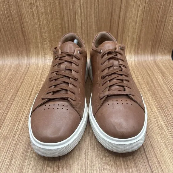 Vince Brady Leather  Luggage Brown Low Lace Up Casual Sneakers Mens Size 12 M