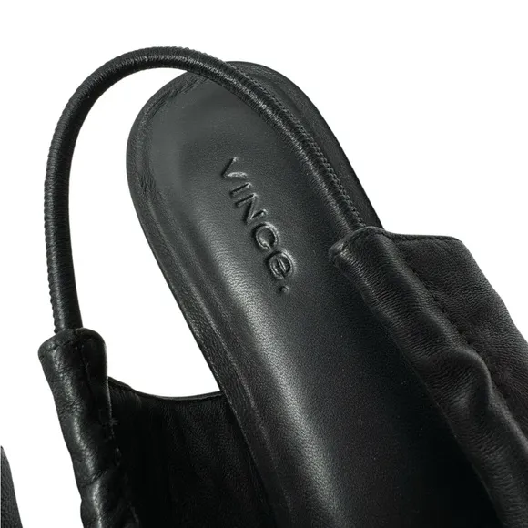 Vince | Cadya Leather Slingback Ballerina Flats in Black Leather 38/8