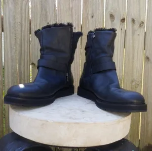 Vince Leather &amp; Shearling Buckle Boots