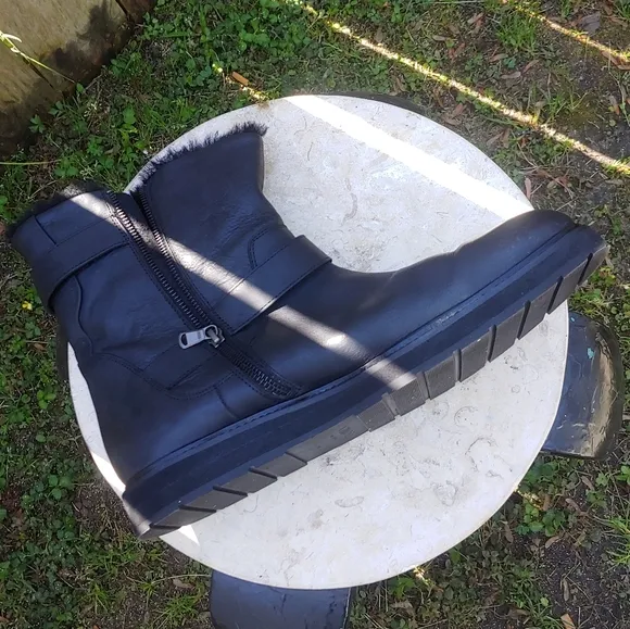 Vince Leather &amp; Shearling Buckle Boots