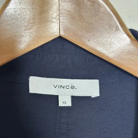 VINCE Maxi Shirt Dress Effortless Minimalist Chic Navy Blue Sz XL {Y39}