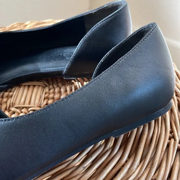 Vince minimalist beautiful black leather square toe flats