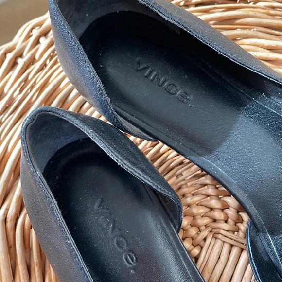 Vince minimalist beautiful black leather square toe flats