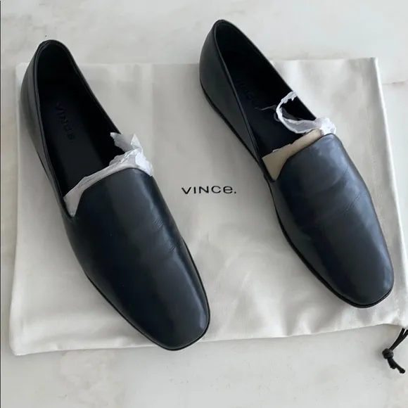 Vince NWT Women’s Paz Black Leather Loafers In Original Box-Size 8 1/2