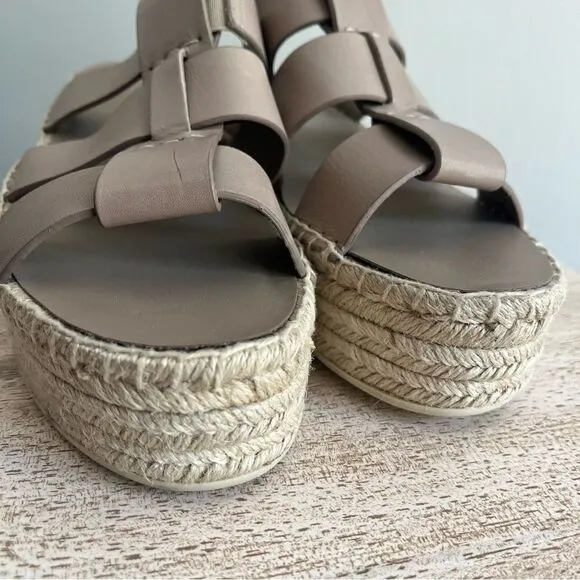 Vince Sabella Espadrille Wedge Sandal in Beige Size 10 NWOB
