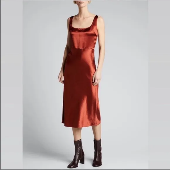 VINCE Slim Fitted Slip Dress In Sangre