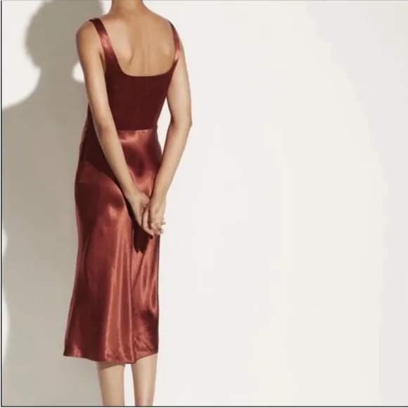 VINCE Slim Fitted Slip Dress In Sangre