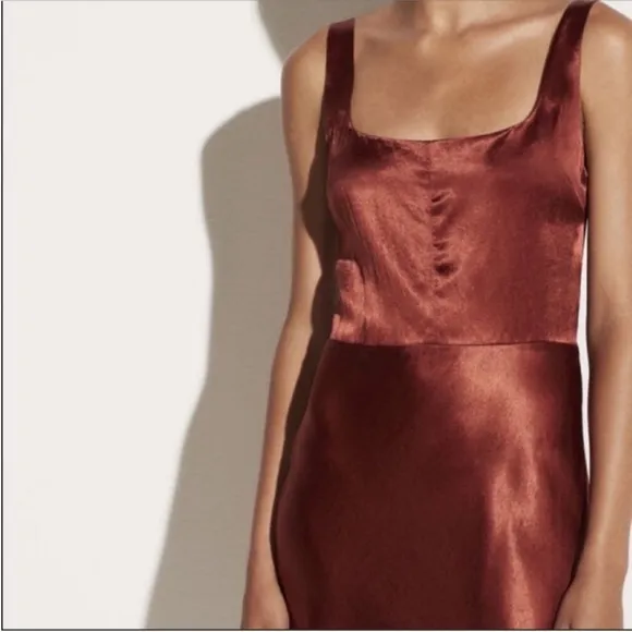 VINCE Slim Fitted Slip Dress In Sangre