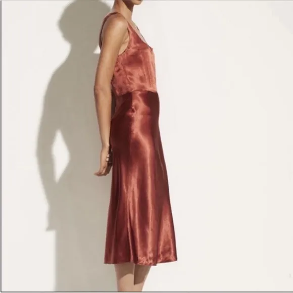 VINCE Slim Fitted Slip Dress In Sangre