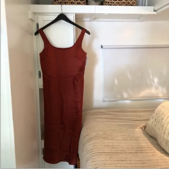 VINCE Slim Fitted Slip Dress In Sangre