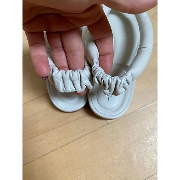 Vince Women's Ivory &quot;Denton&quot; sandals puffy leather thong flats