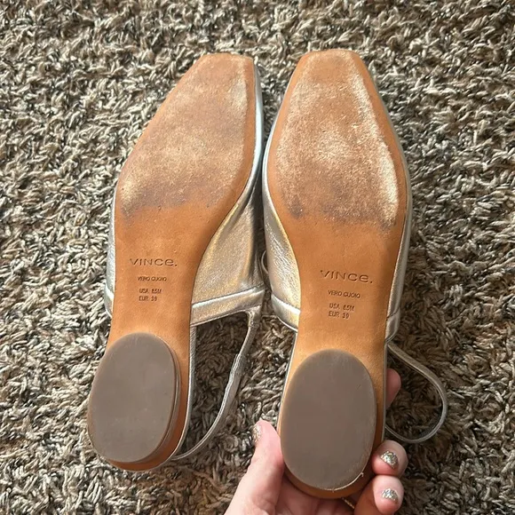 Vince Women's Venice Leather Slingback Flats Size 8.5