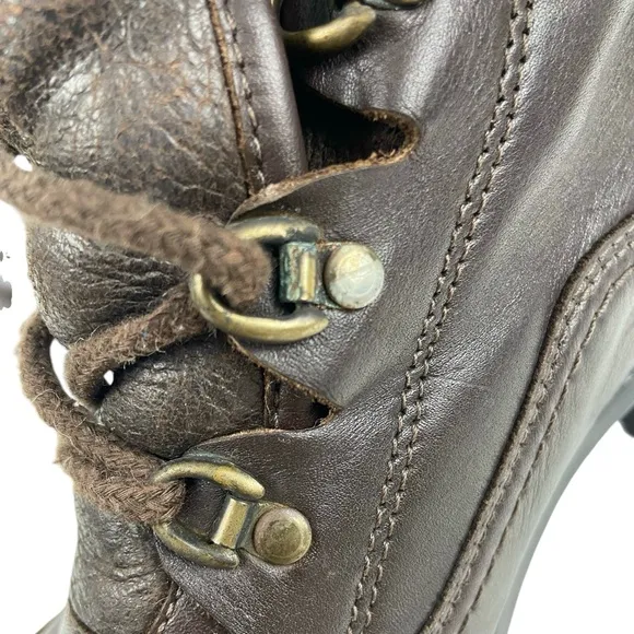 Vintage Barbo Shearling Lined Brown Leather Boots Sz 8