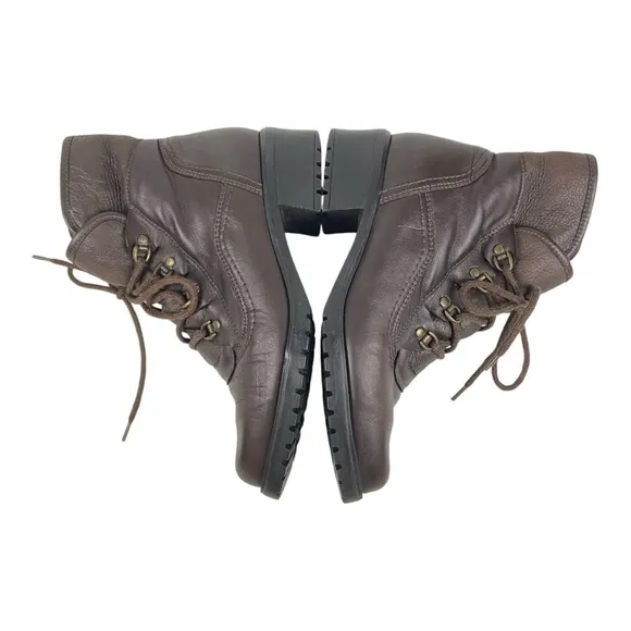 Vintage Barbo Shearling Lined Brown Leather Boots Sz 8