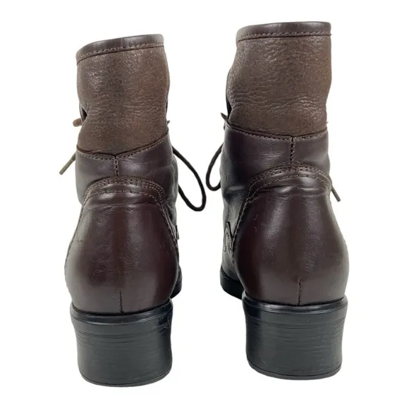 Vintage Barbo Shearling Lined Brown Leather Boots Sz 8