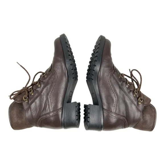 Vintage Barbo Shearling Lined Brown Leather Boots Sz 8