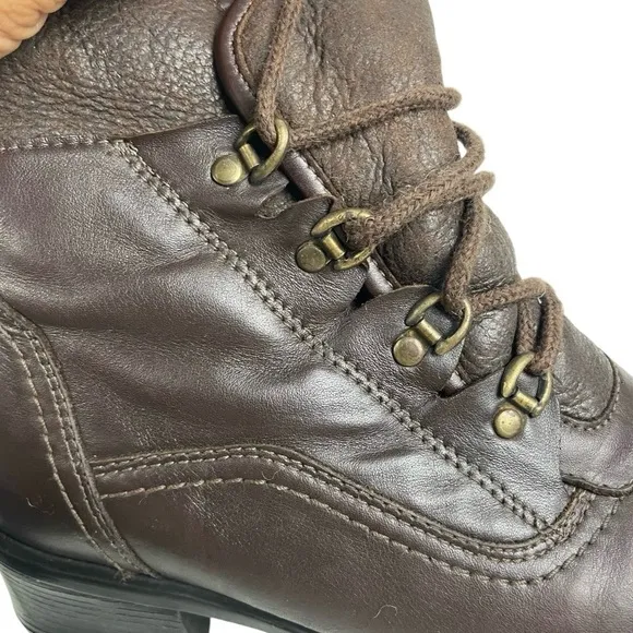 Vintage Barbo Shearling Lined Brown Leather Boots Sz 8