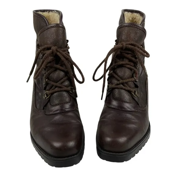Vintage Barbo Shearling Lined Brown Leather Boots Sz 8