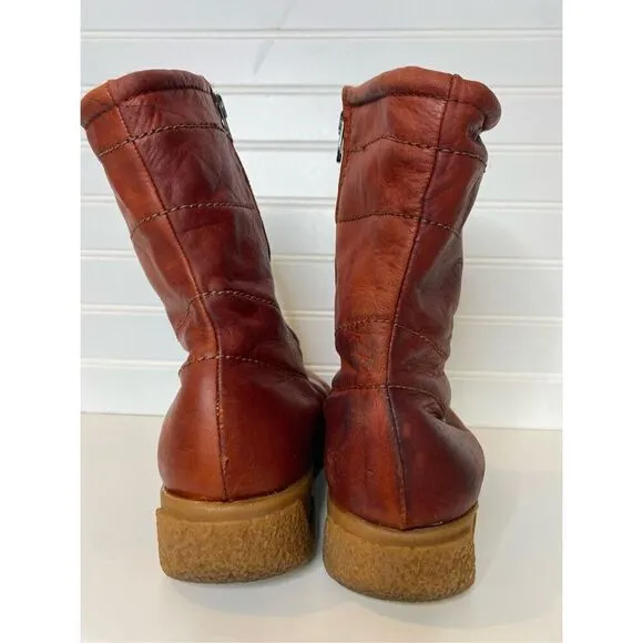 Vintage Husky Bastien Brothers Kanak Leather Fleece Lined Zipper Ankle Snow Boot