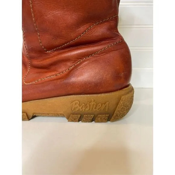 Vintage Husky Bastien Brothers Kanak Leather Fleece Lined Zipper Ankle Snow Boot
