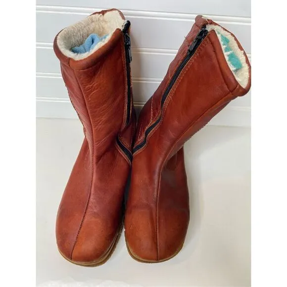 Vintage Husky Bastien Brothers Kanak Leather Fleece Lined Zipper Ankle Snow Boot