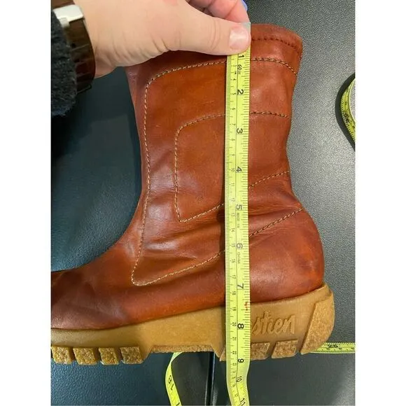 Vintage Husky Bastien Brothers Kanak Leather Fleece Lined Zipper Ankle Snow Boot