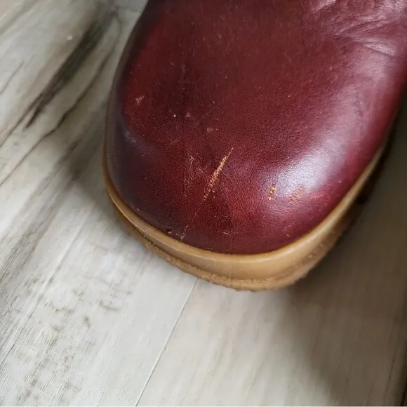 Vintage Husky Bastien Womens Pull On Leather Faux Sherpa Boots Shearling Size 9M