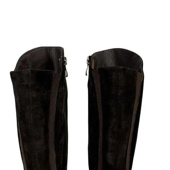 Vintage Ilasio Renzoni Boots Womens 36 Brown Suede Knee High Shearling Lined